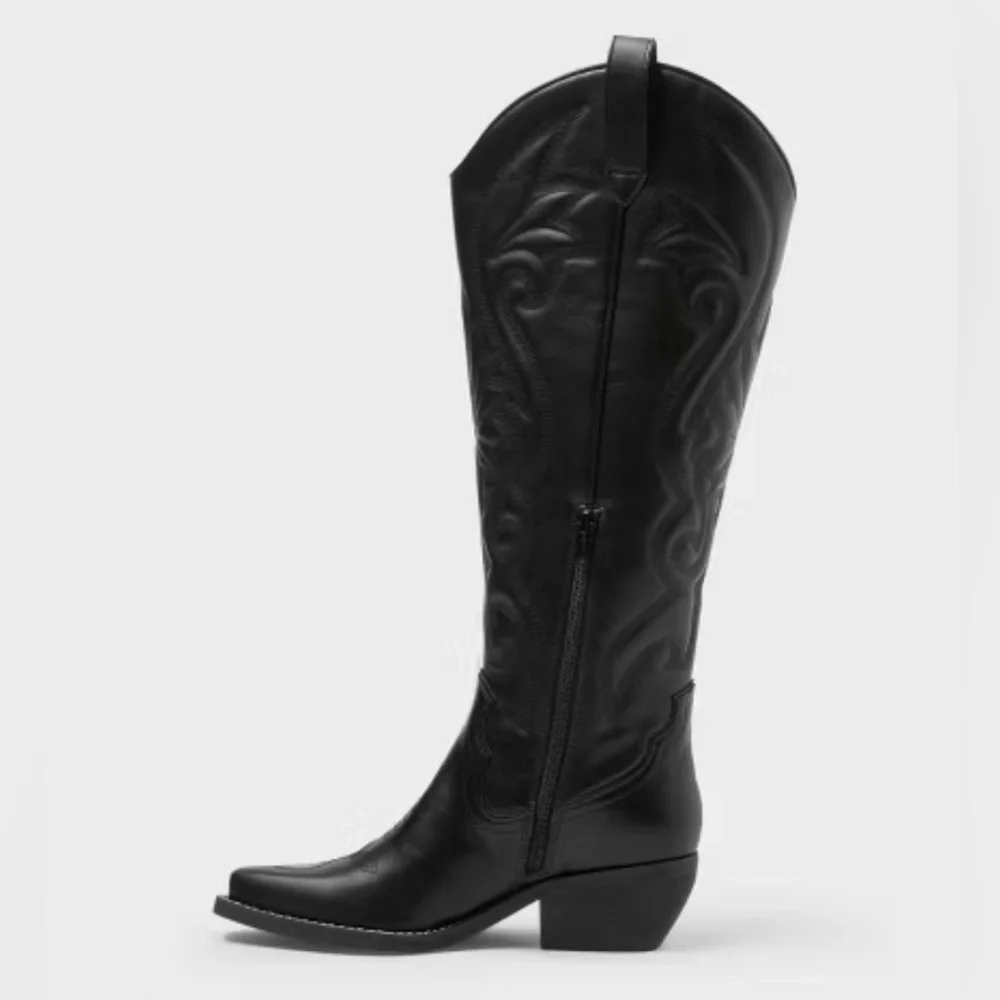 Wild Fable Women’s Kenzie Tall Western Boots with Memory Foam Insole Jet Black 7